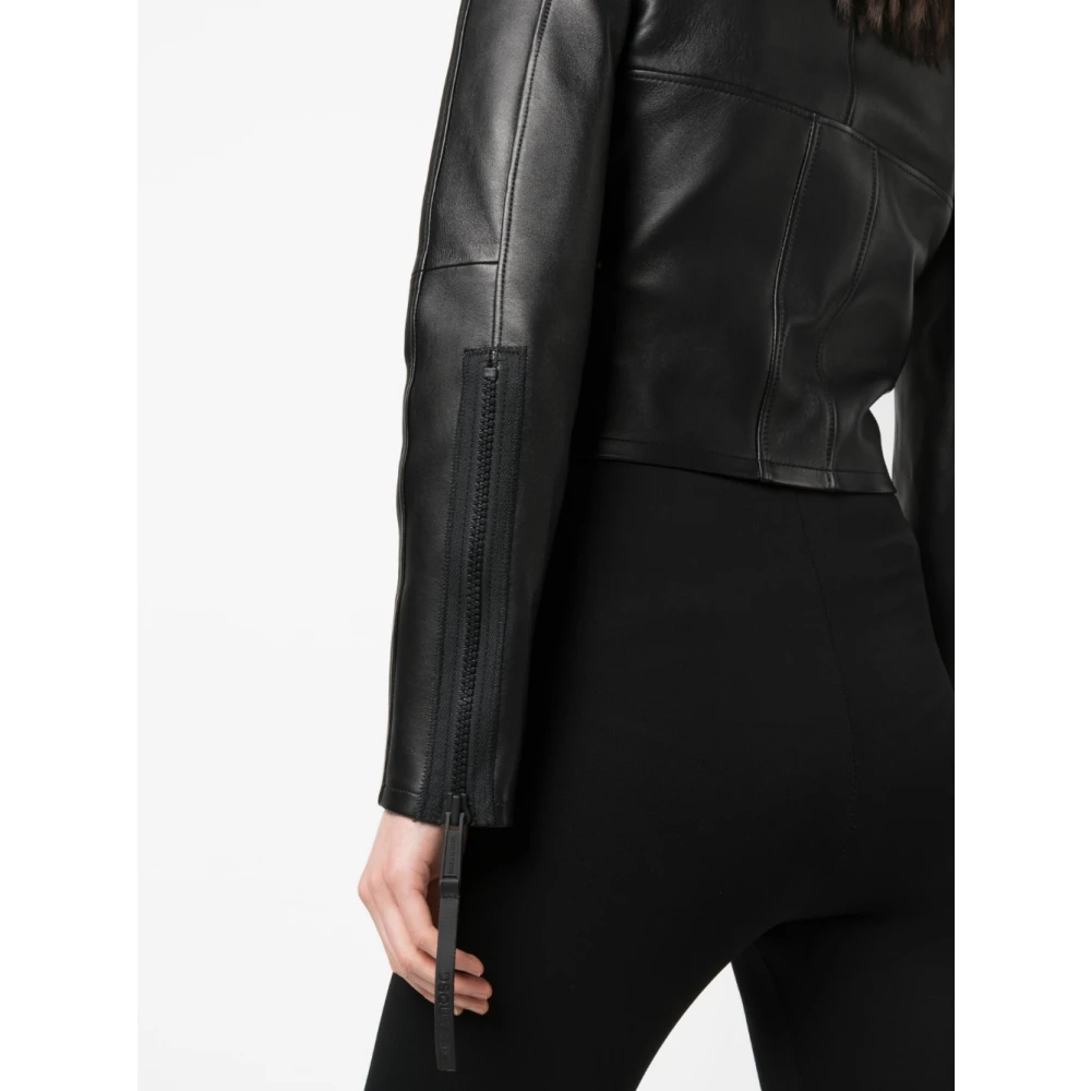 Dsquared2 Leather Jackets Black Dames