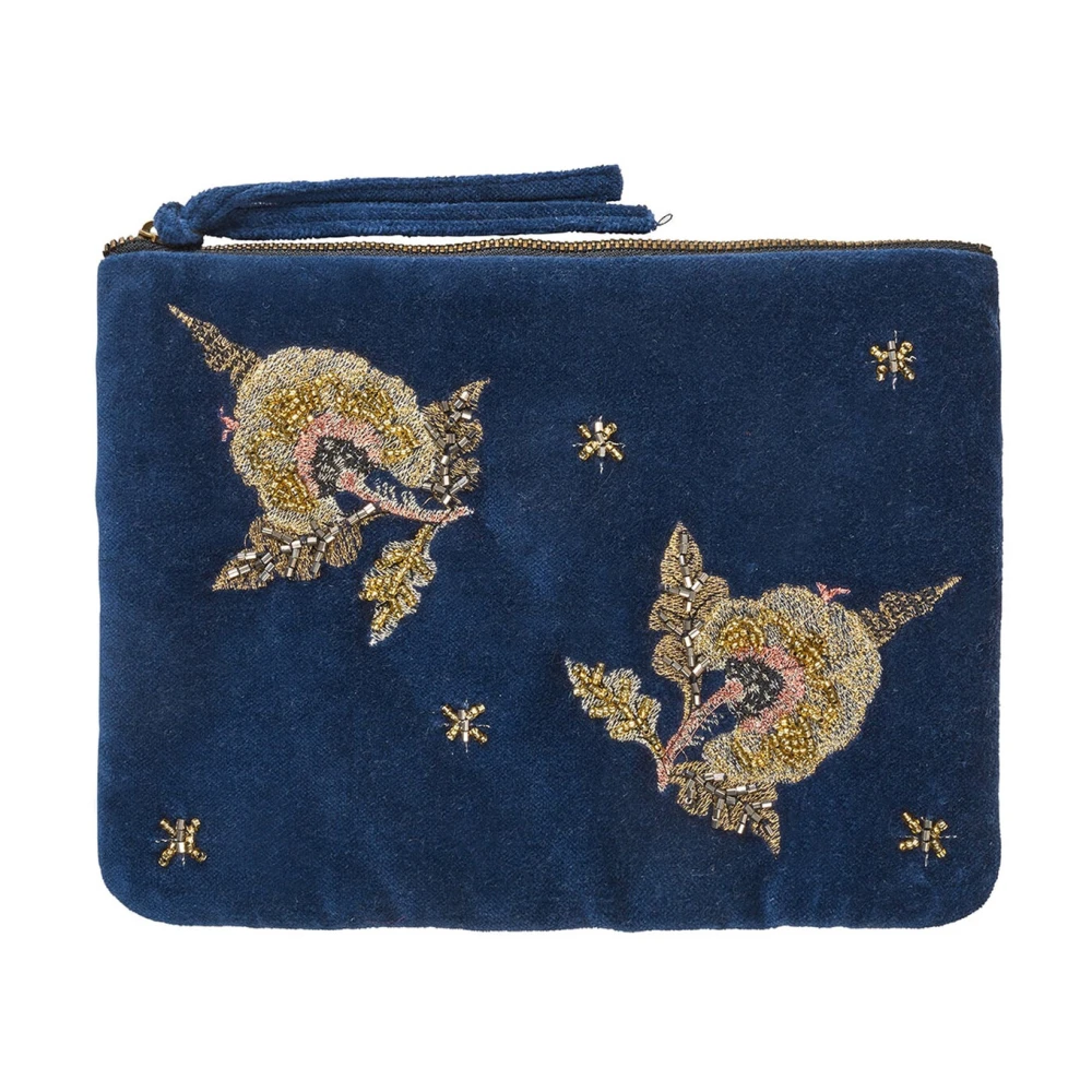 Lollys Laundry Donkerblauwe Bloemen Clutch Tas Blue Dames
