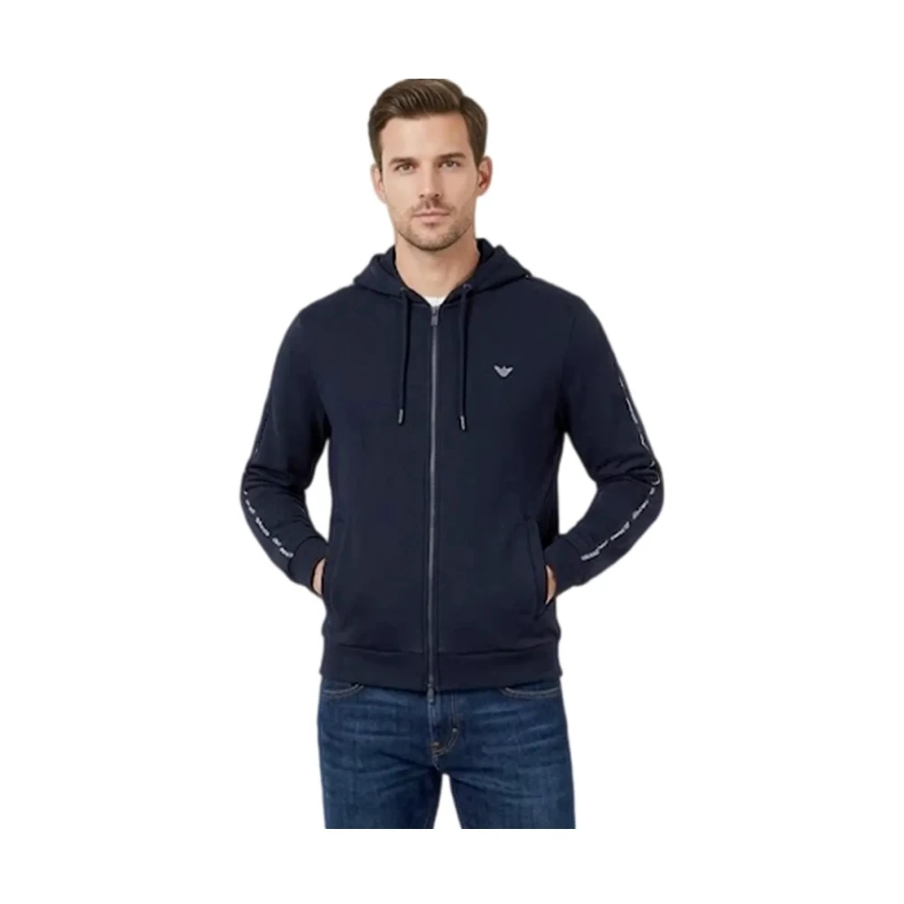Emporio Armani Homme Bleu - Sweat-Shirt Z Kapturem Na Zamek - Sweatshirts Et Sweats À Capuche - Taille: L