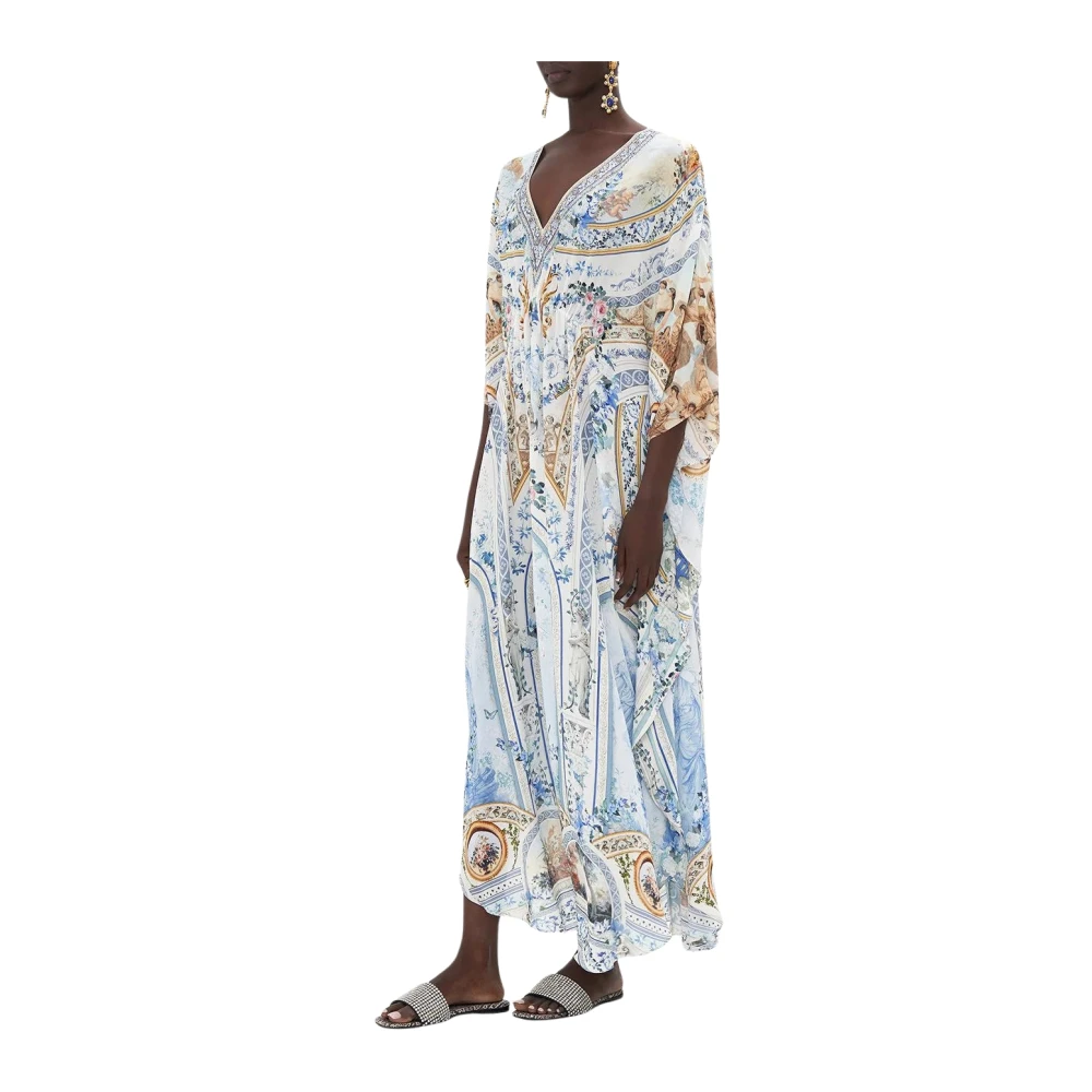 Camilla Oceaanblauwe Bloemen Kaftan Multicolor Dames