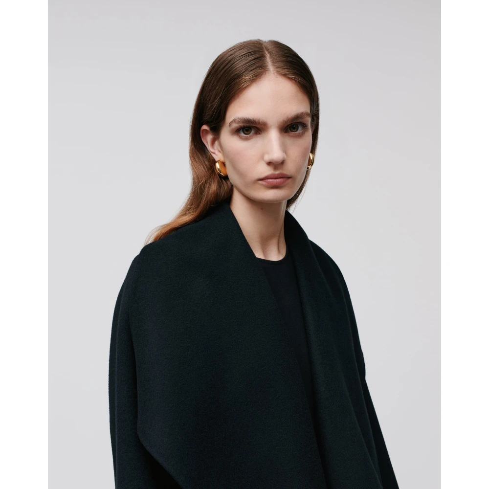 IVY OAK Minimalistische wollen jas met reverskraag Black Dames