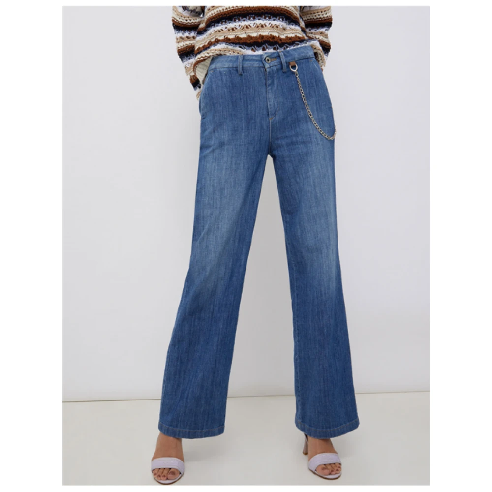 Liu Jo Hoge taille New Flare Denim Jeans Blue Dames