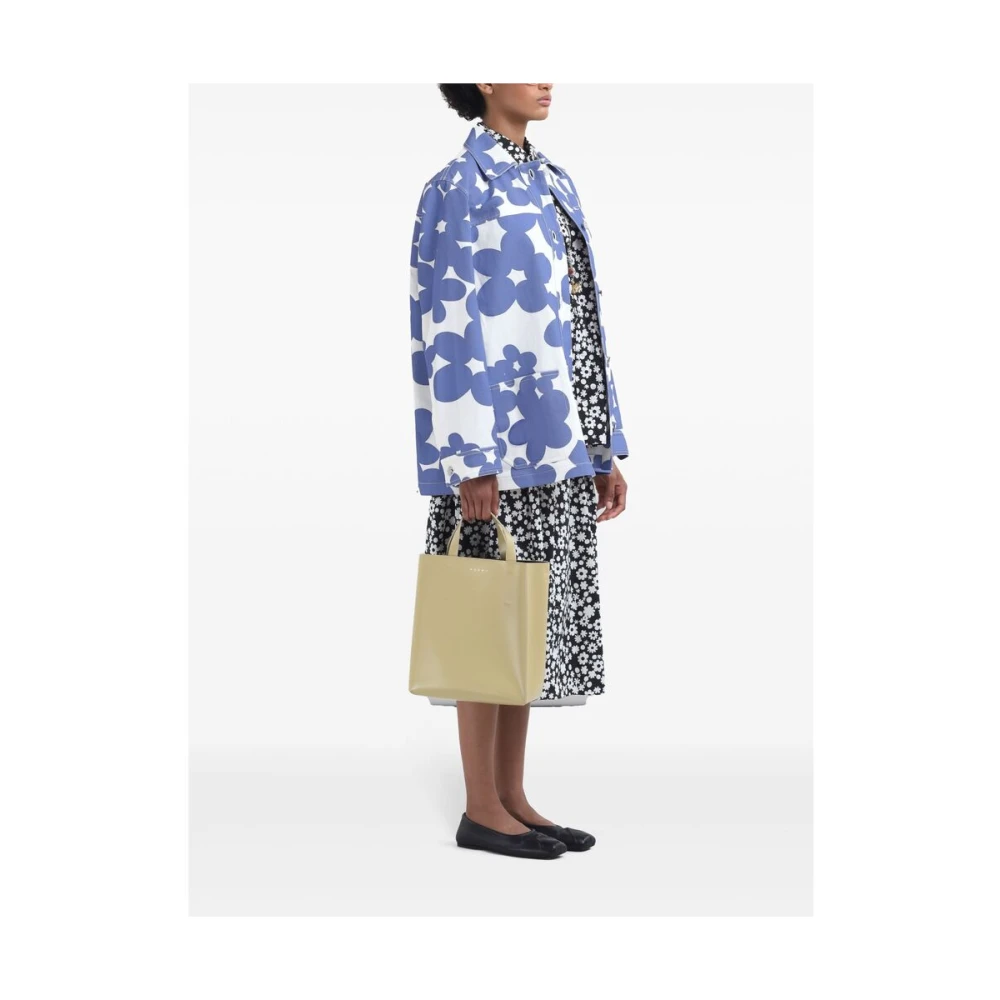 Marni Bloemenprint Katoenen Jas Purple Dames