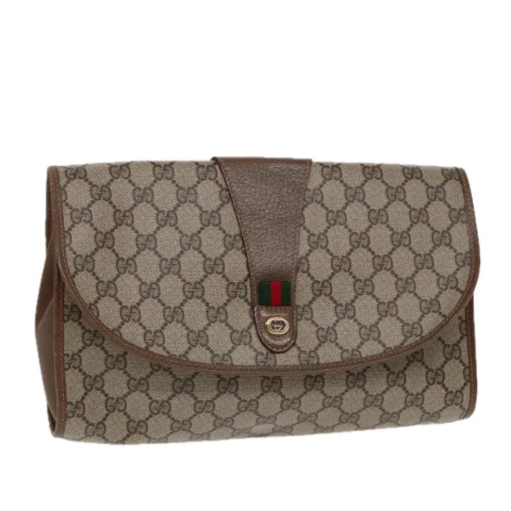 Gucci Vintage Pre-owned Leather clutches Beige Dames