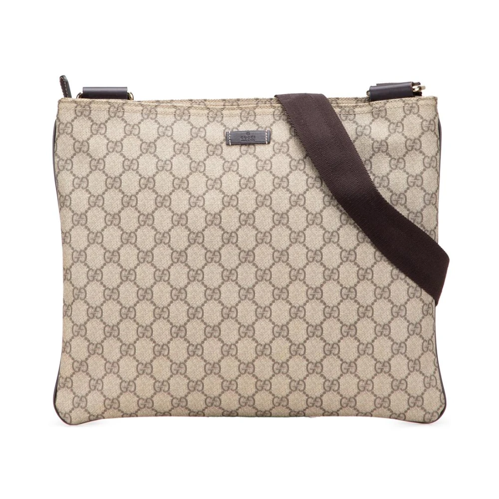 Gucci Vintage Beige Förägd Crossbody-Väska Med Justerbar Rem Idealisk För Vardagliga Nödvändigheter