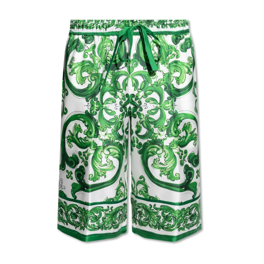 Dolce & Gabbana Shorts met 'Majolica' Print Green Heren