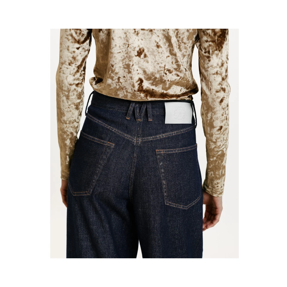 Momoni Denim Aoki Broek met Gouden Laminering Gray Dames