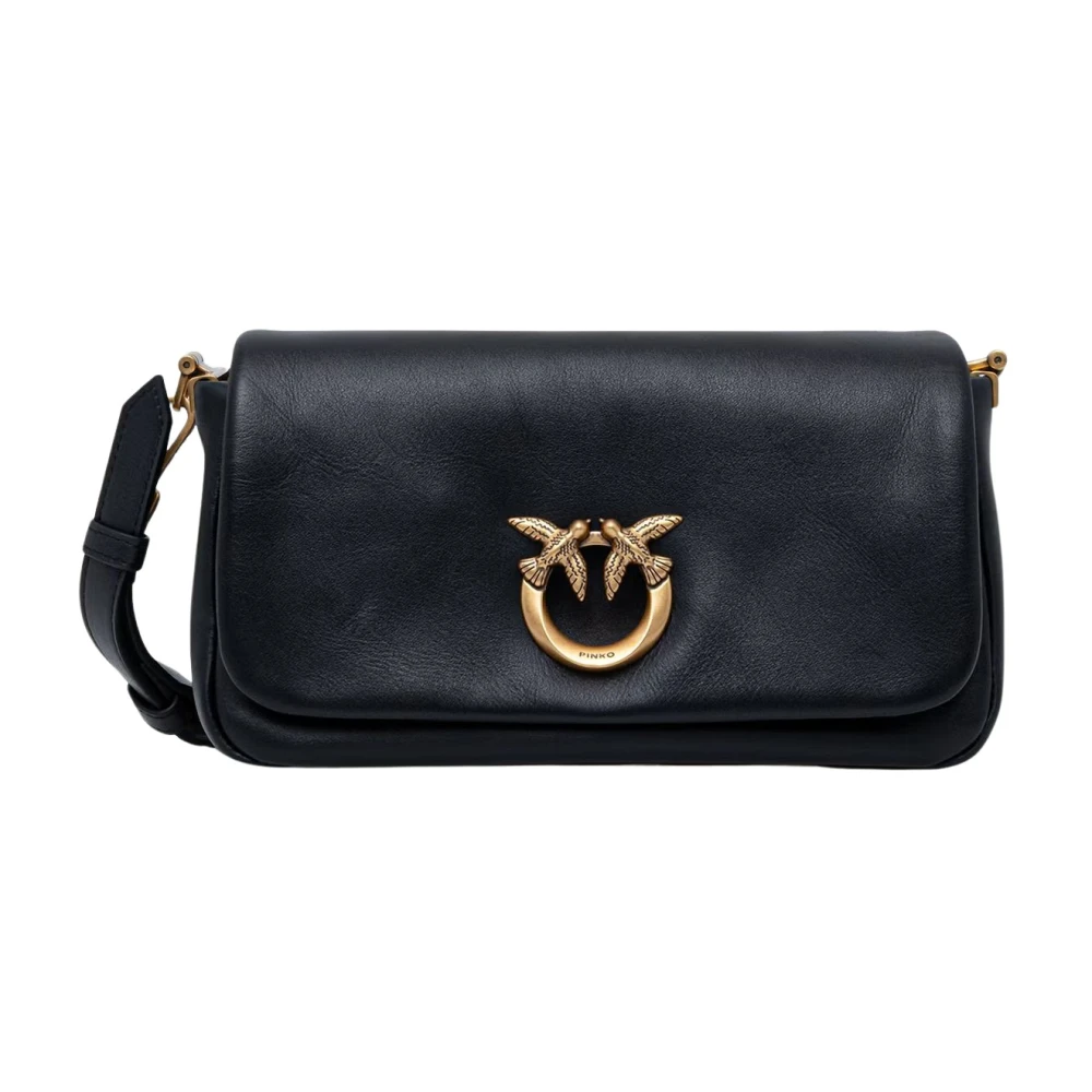 Borsa a tracolla con logo in pelle PINKO Nero/oro - Immagine 3