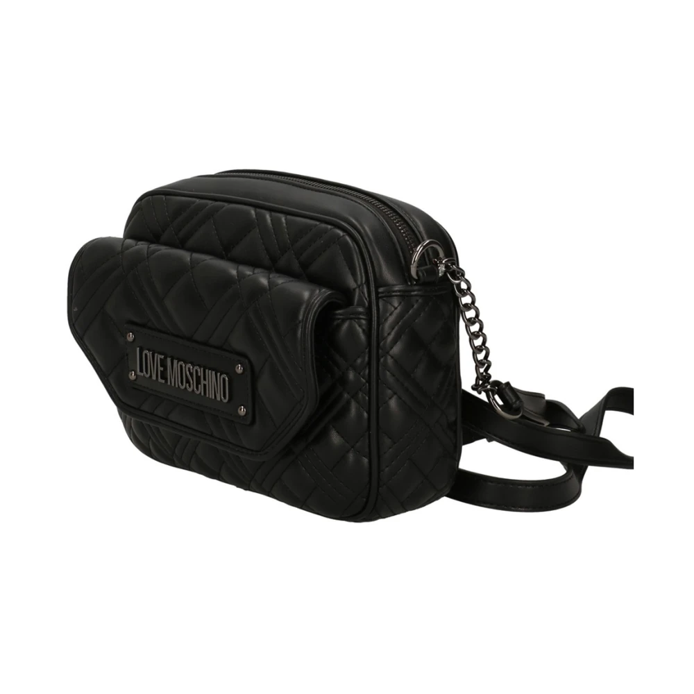 Love Moschino Chique Zwarte Schoudertas met Metalen Details Black Dames