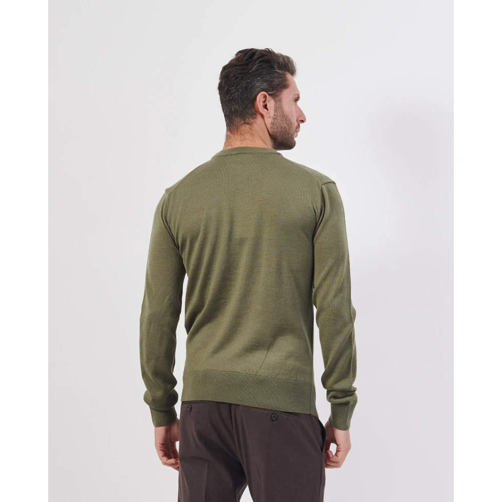 Bikkembergs Groene Sweater Basic Ronde Hals Lange Mouw Green Heren