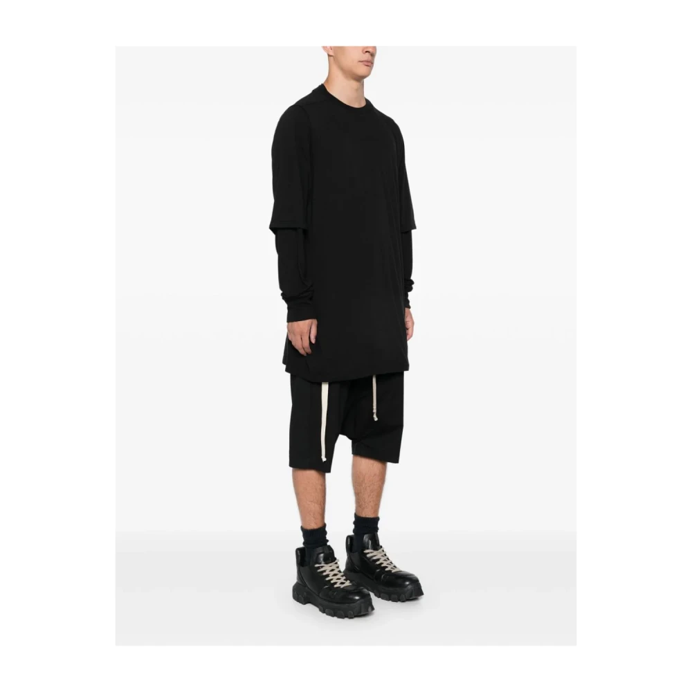 Rick Owens Dubbele Laag Katoenen T-shirt Zwart Black Heren