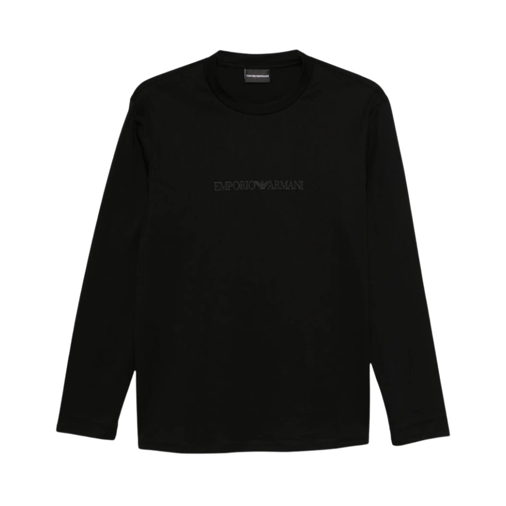 Emporio Armani Men's Black Long Sleeve T-Shirts, 2XL, Logo Cotton T-Shirt
