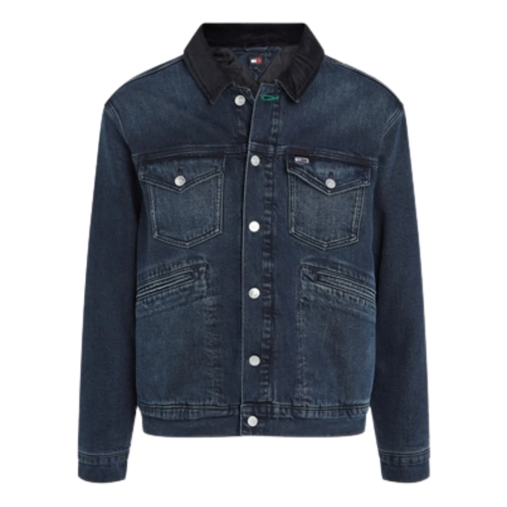 Tommy Hilfiger Denim Stretch Jas Vervaagde Stiksels Blue Heren