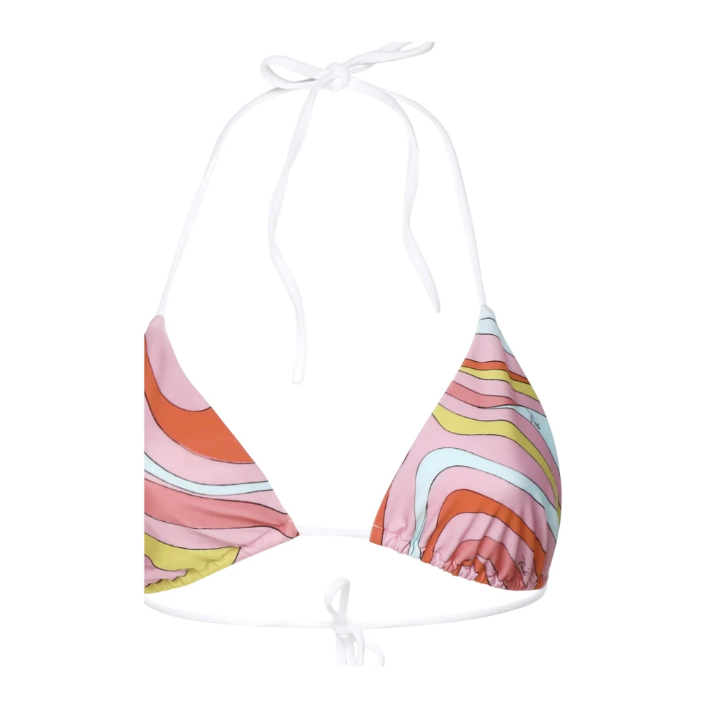 EMILIO PUCCI Driehoekige Nylon Bikini Top in Roze Oranje Multicolor Dames