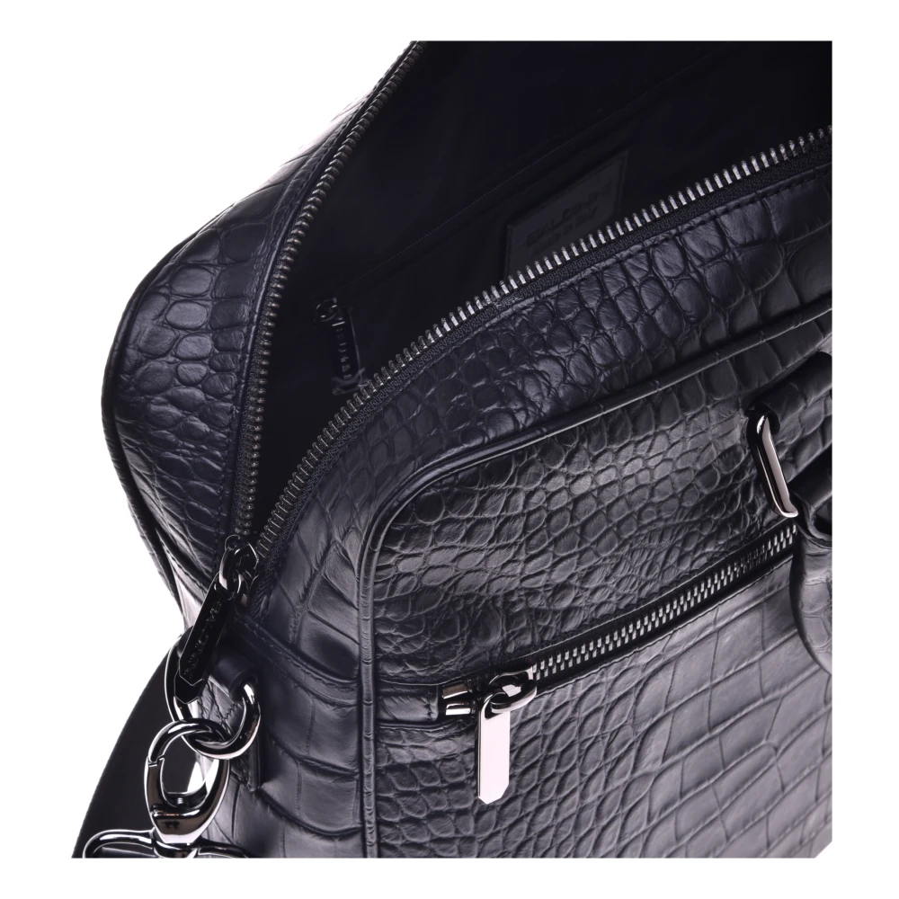 Baldinini Professionele tas met zwarte krokodillenprint Black Heren