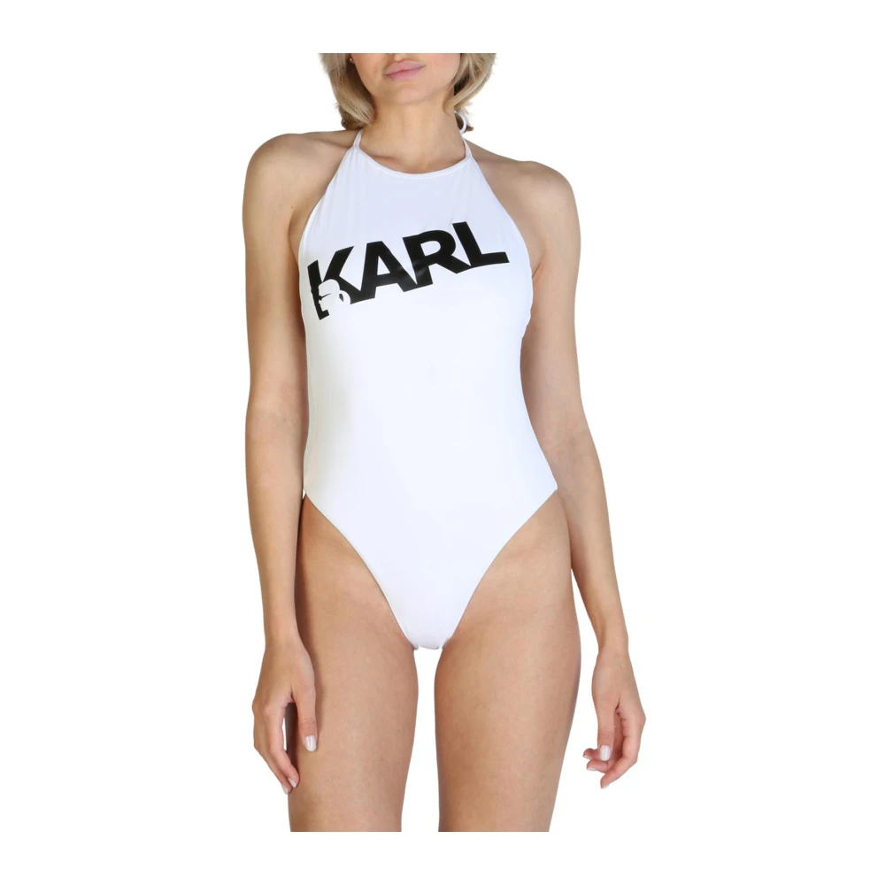 Karl Lagerfeld Women's White Solid Colour One-Piece Swimsuit