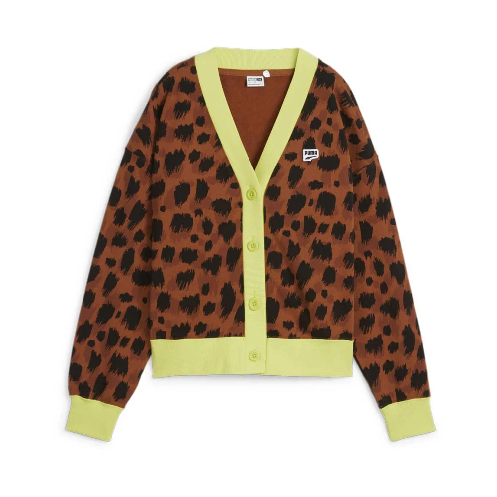 Puma Leopard Print Cardigan Sweater Multicolor Dames