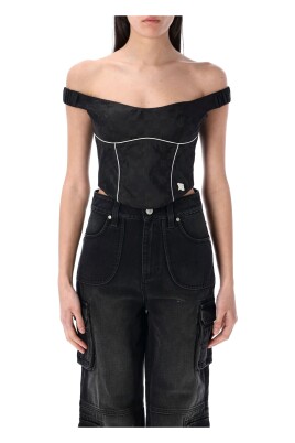 monogram-nylon-corset-top-black