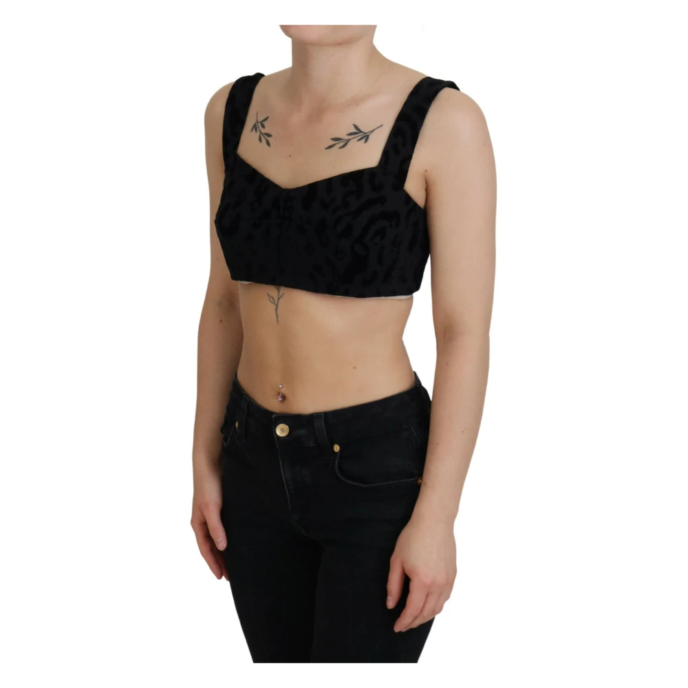 Dolce & Gabbana Elegant Zwart Katoenmix Bustier Korset Top Black Dames
