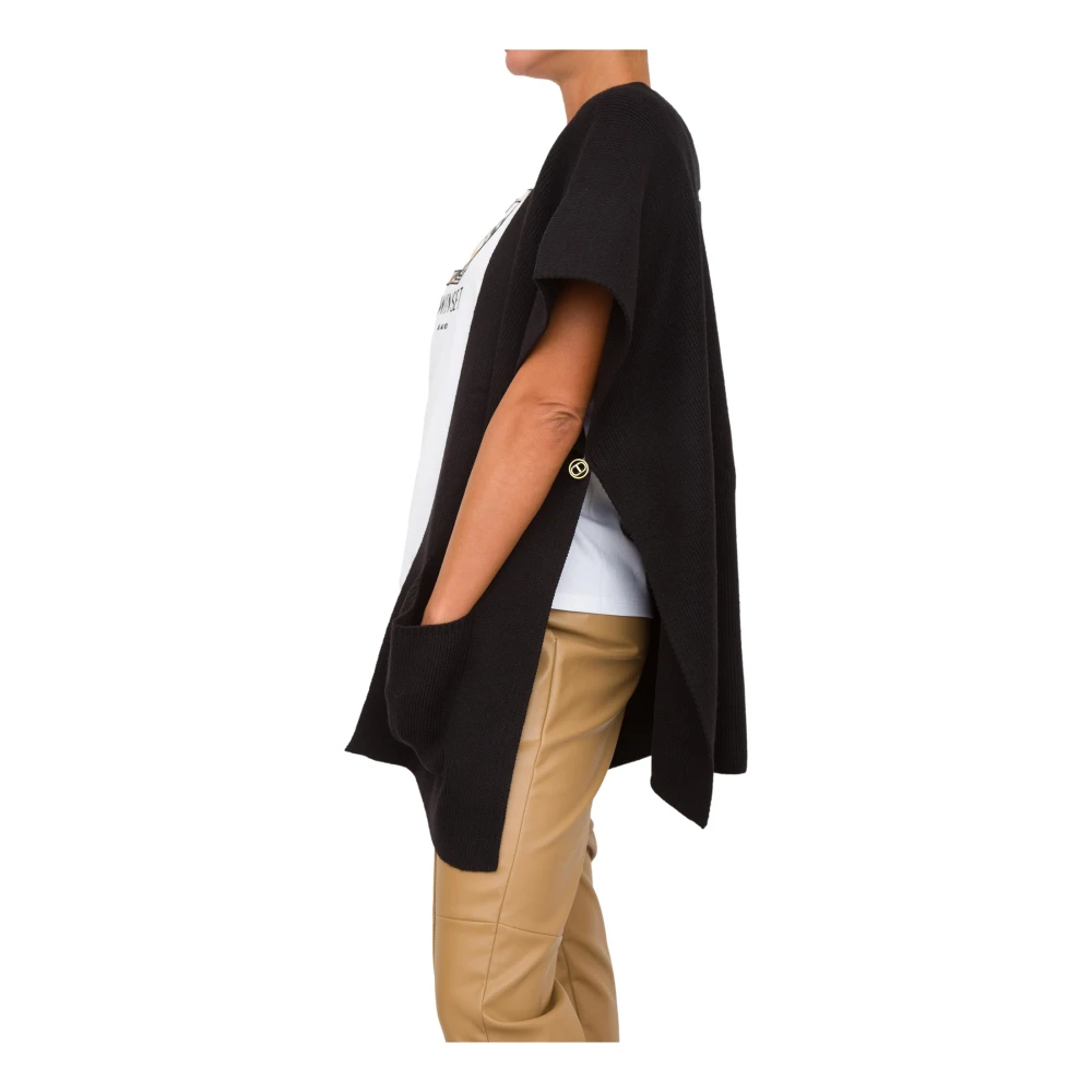 Twinset Zwarte Poncho Trui Black Dames