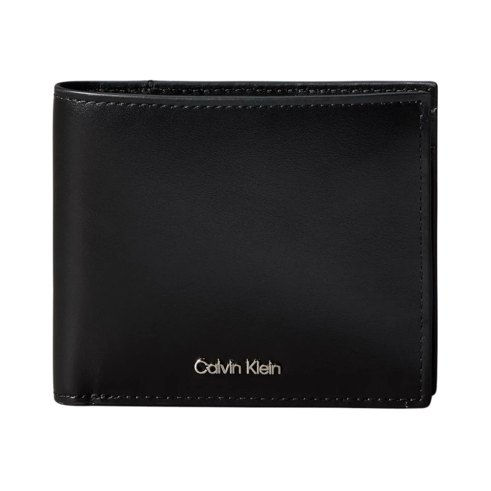 Calvin Klein Men's Black Raised Logo Bifold Wallet With Coin Pouch - Wallets & Cardholders - One Size - Accessories