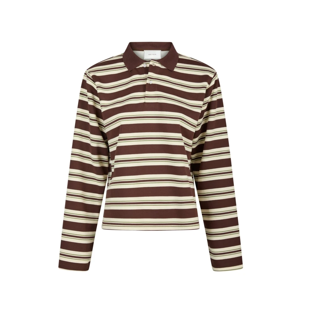 Neo Noir Randig Polo Blus Brun Brown, Dam