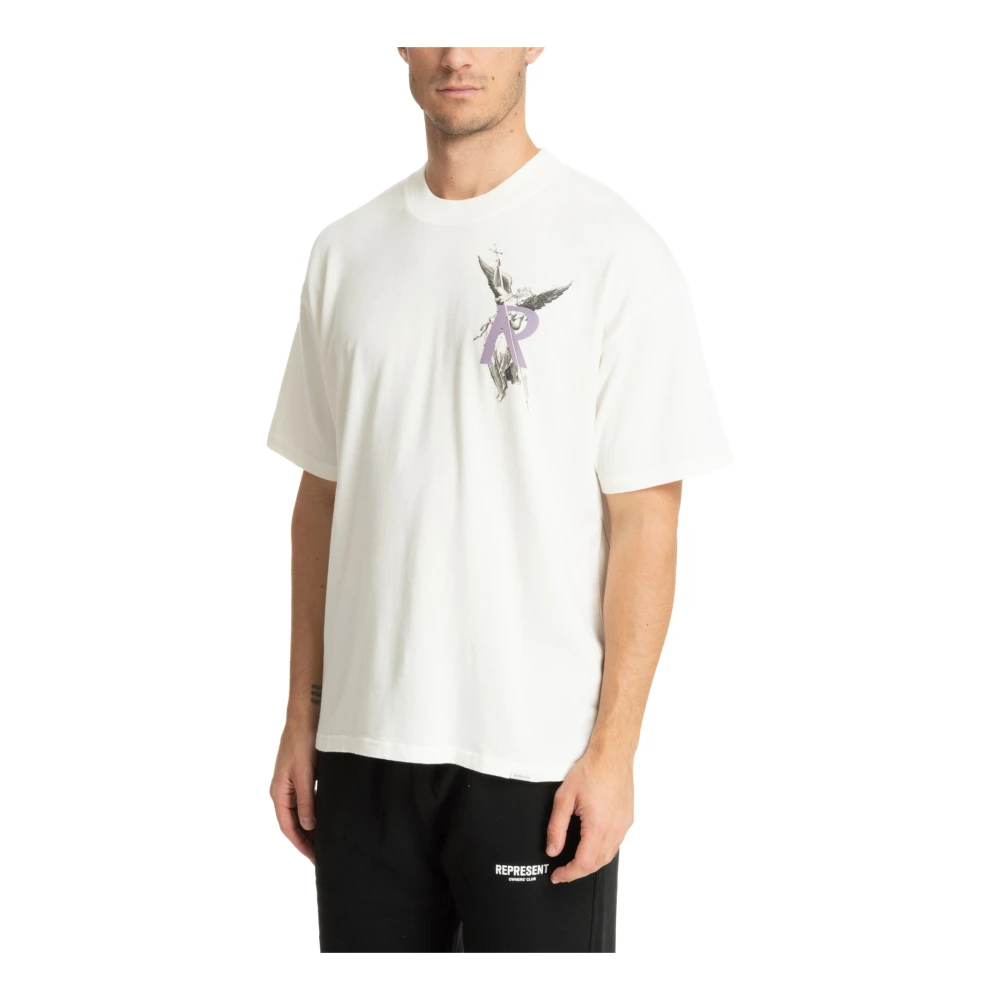 Represent Gestreept Archangel Logo T-shirt White Heren