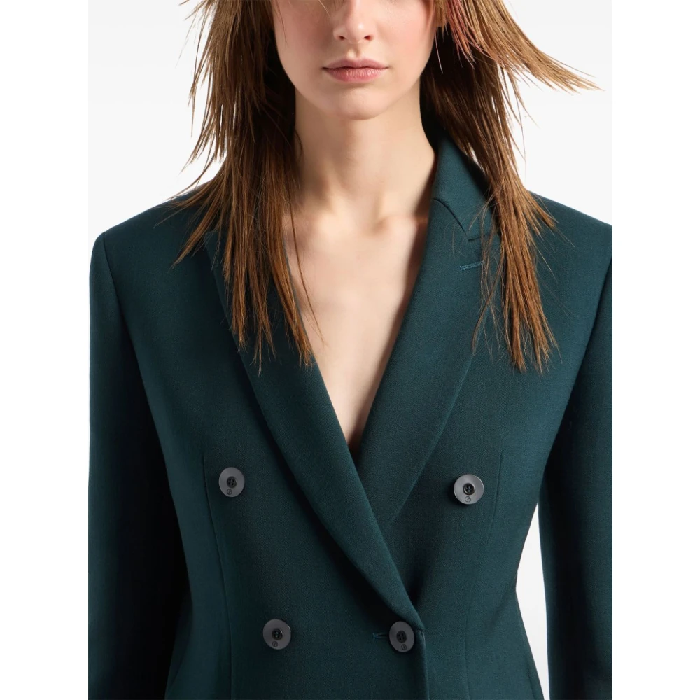 Giorgio Armani Groene wollen jassen met logoknopen Green Dames