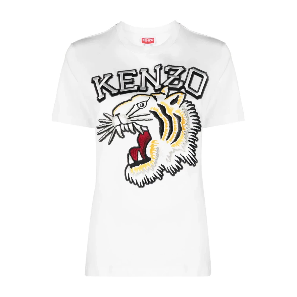Kenzo Witte Tiger Varsity Geborduurde T-shirts en Polos White Dames