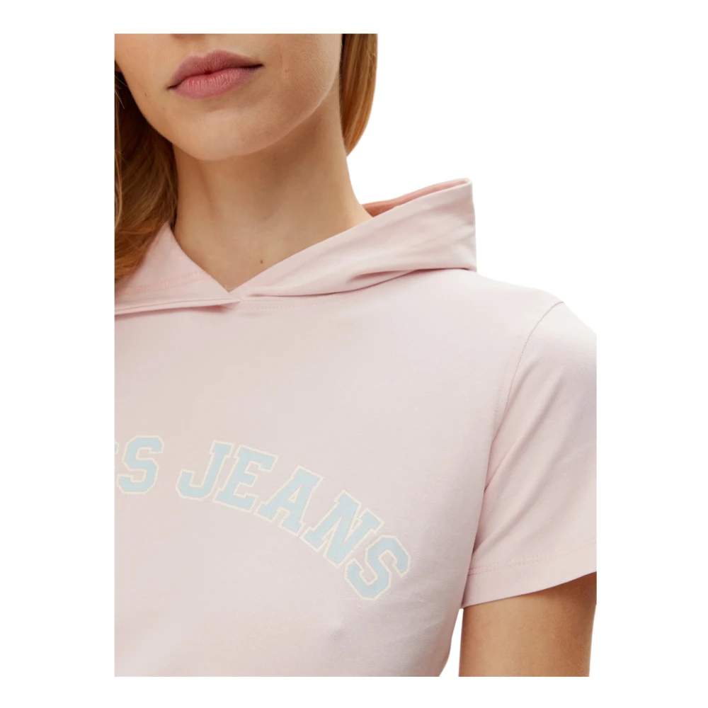 Guess Katoen Korte Mouw Sweatshirts Hoodies Pink Dames
