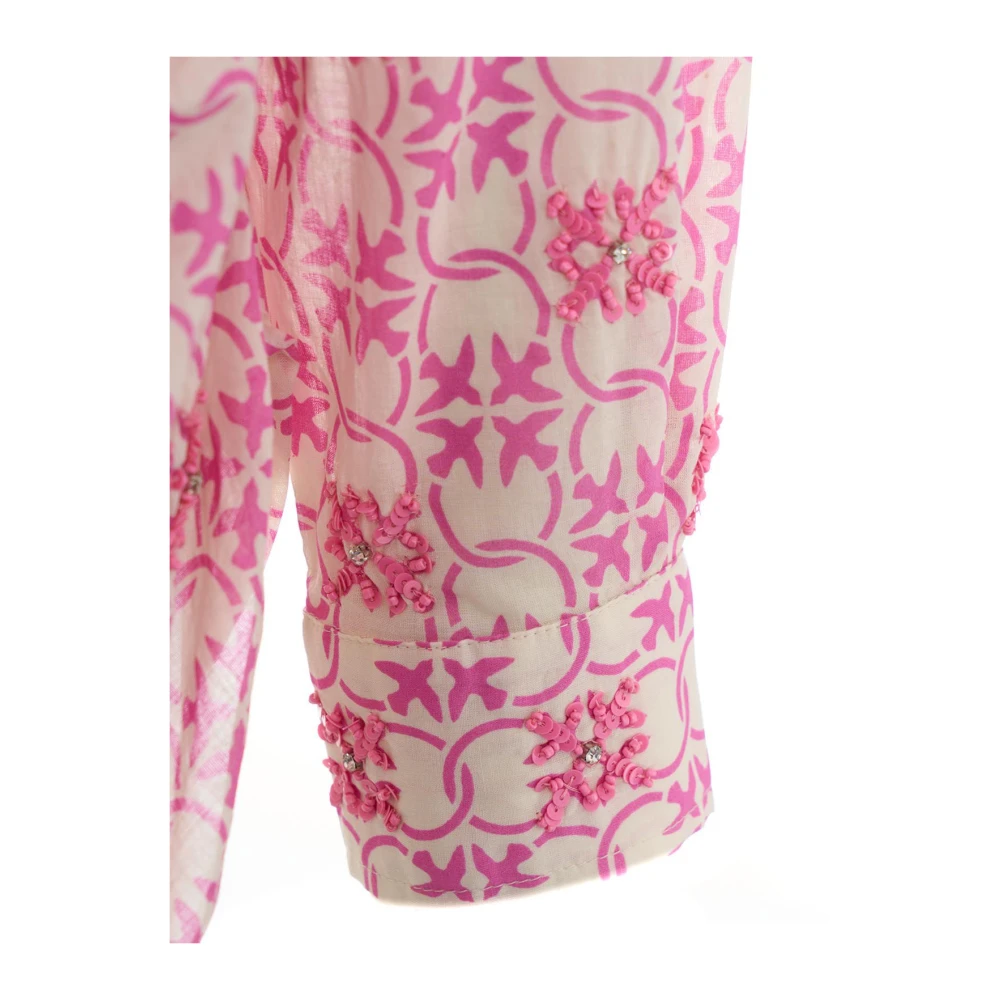 pinko Overhemd met Parelborduursel en Enkele Knoopsluiting Pink Dames
