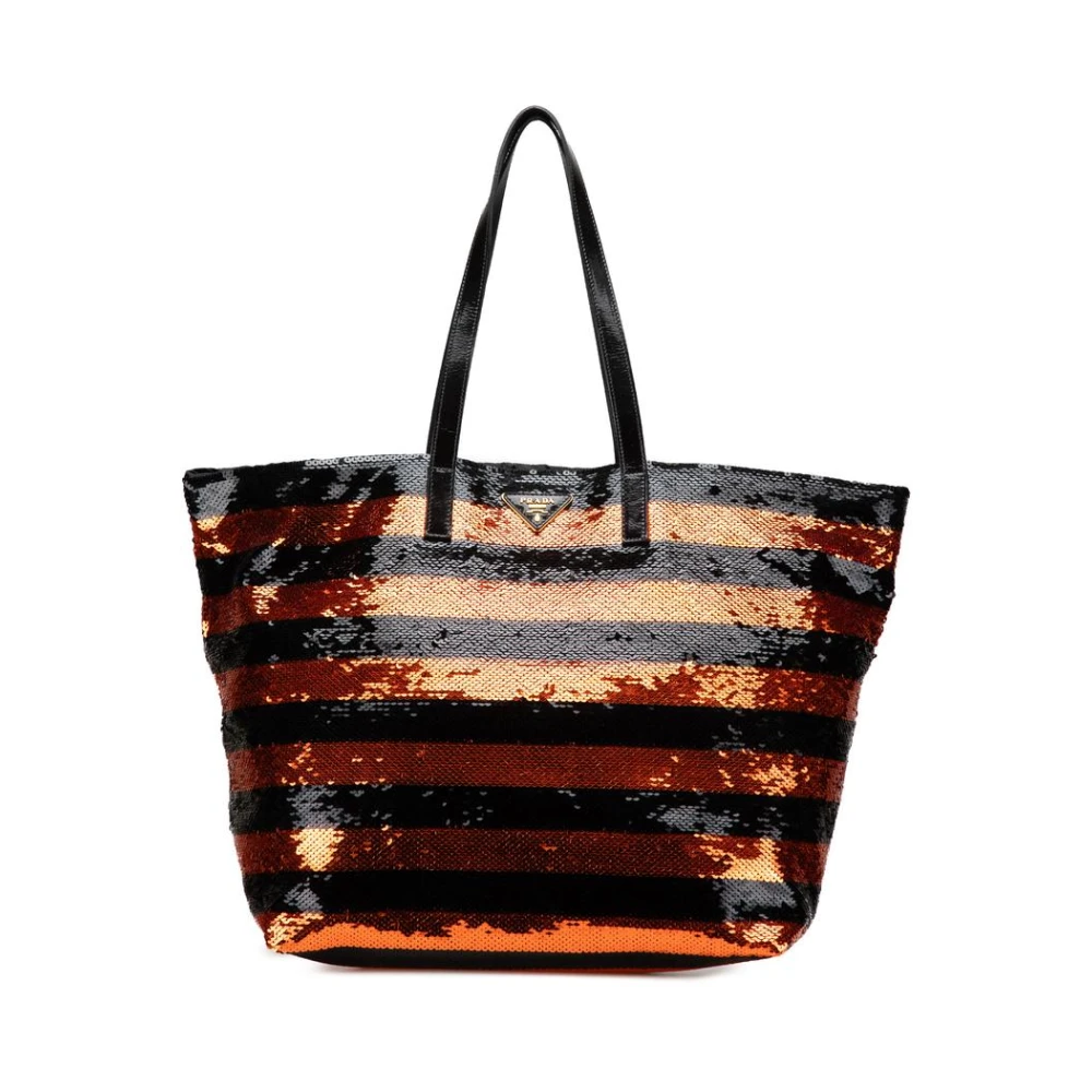 Prada Vintage Women's Pre-Owned Sequined Stripe Tote Bag