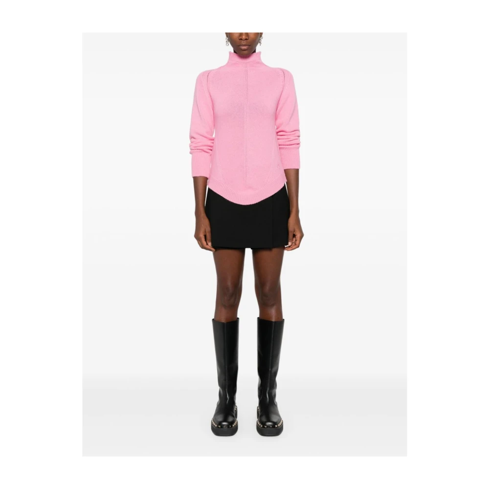 pinko Zachte Wol Kasjmier Trui Hoge Hals Pink Dames