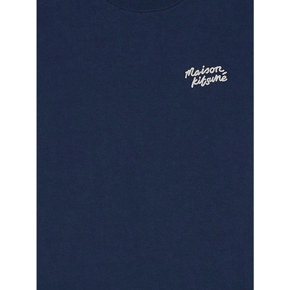 Maison Kitsuné Katoenen Logo T-Shirt Blue Heren