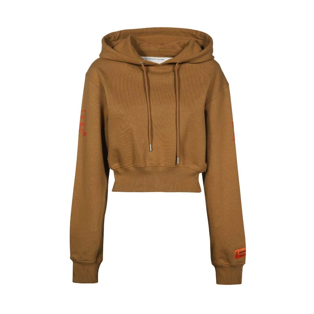 Heron Preston Bedrukte katoenen hoodie Brown Dames