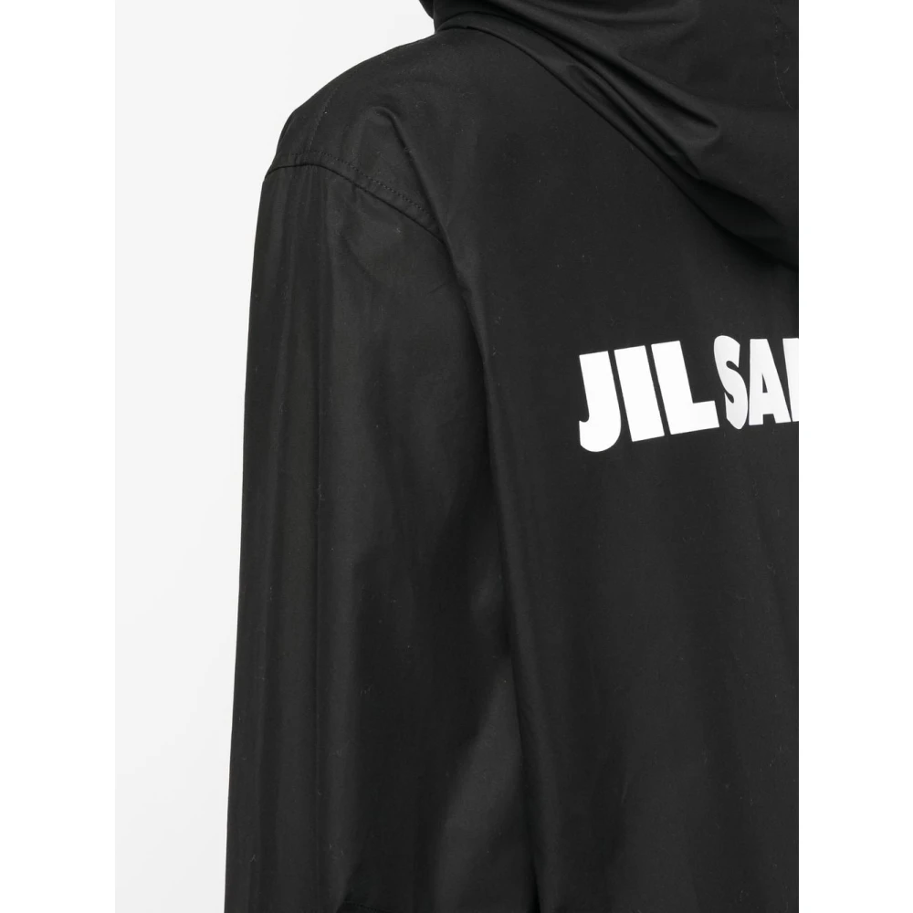 Jil Sander Zwarte Katoenen Parka met Capuchon Black Heren