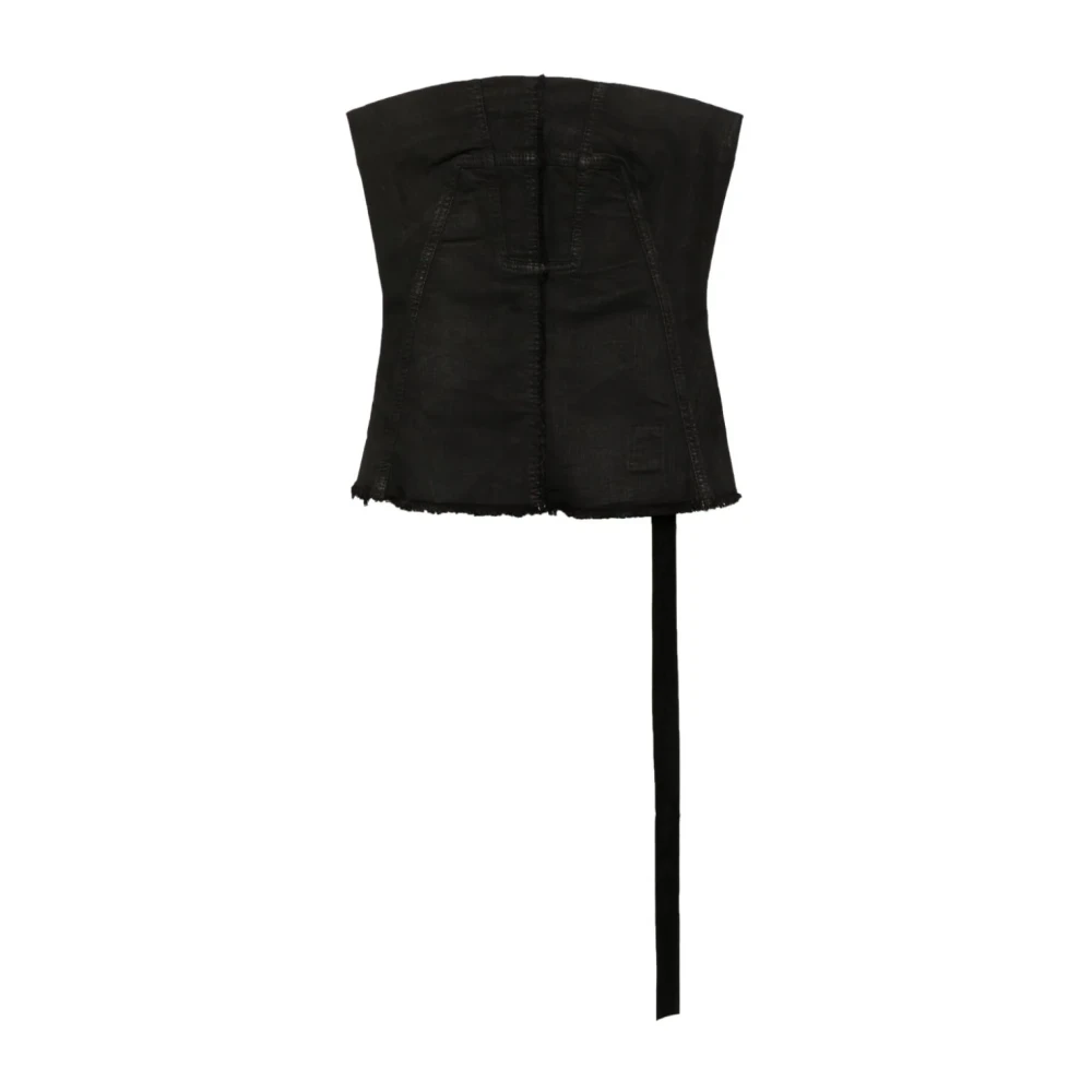 Rick Owens Zwarte Strapless Denim Bustier Top Black Dames