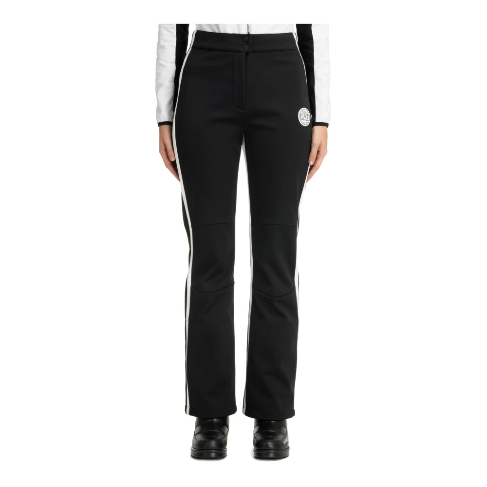 Emporio Armani EA7 Hoge Taille Ski Broek Drukknopen Logo Black Dames