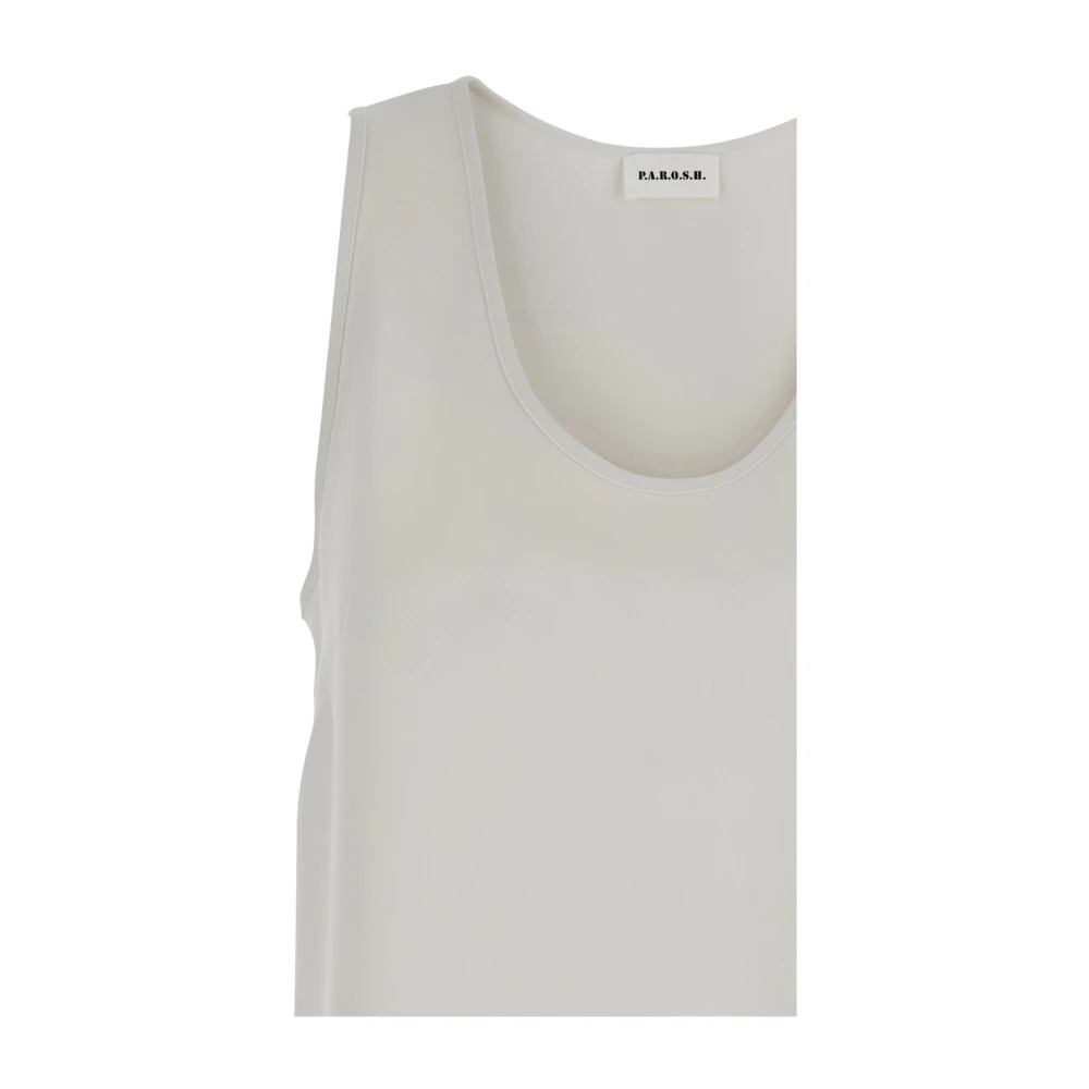 P.a.r.o.s.h. Witte Mouwloze Ronde Hals Technische Stof Top White Dames