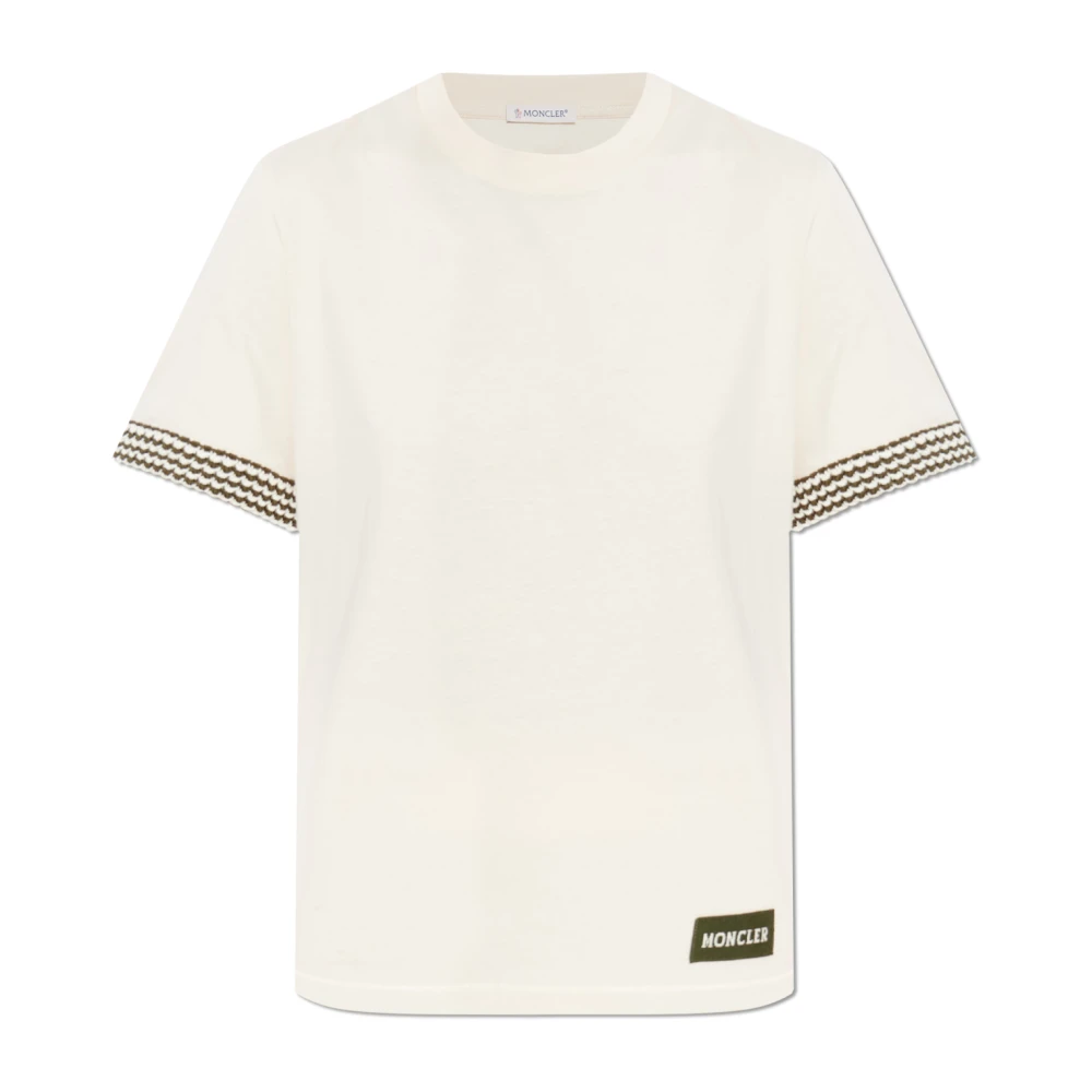 Moncler Women's Beige Logo T-Shirt - T-Shirts - S - Tops
