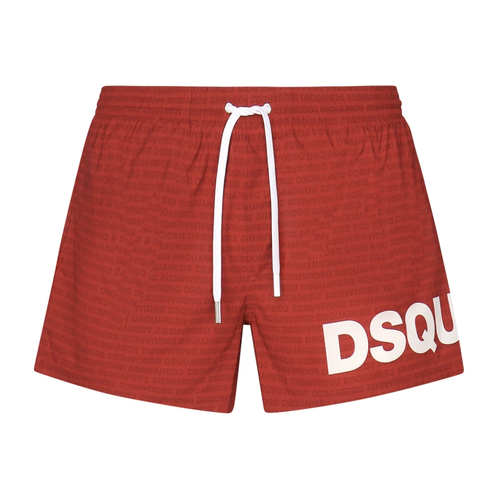 Dsquared2 Men's Red Beachwear,, Sea Clothing With Mesh Briefs Large