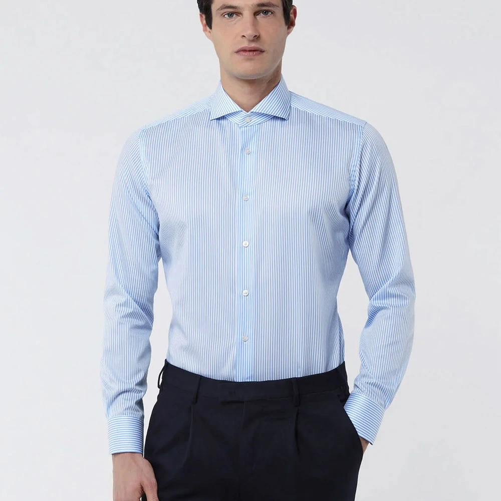 Xacus Tailor Fit Reis Shirt in Blauw Blue Heren