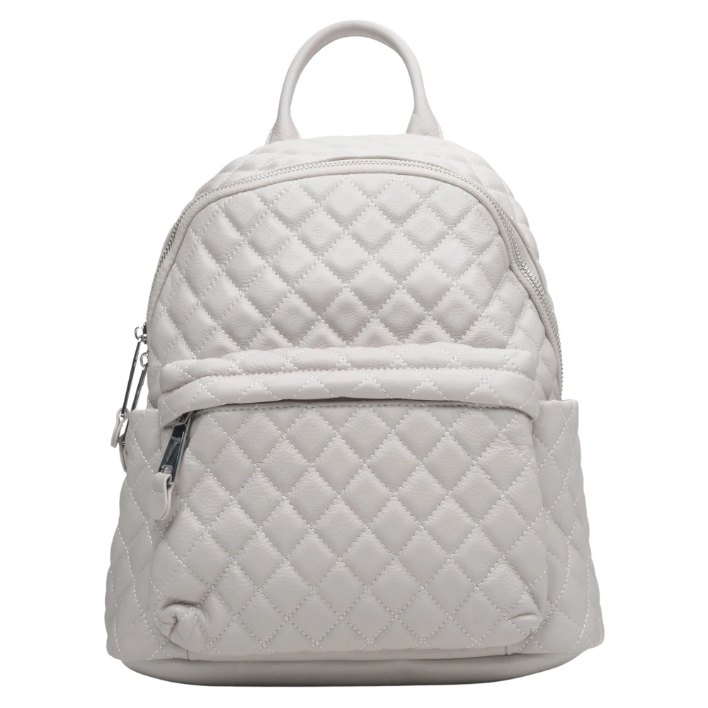 Estro Dames Lichtbeige Rugzak gemaakt van Gewatteerd Echt Leer Er00111253 Beige Dames