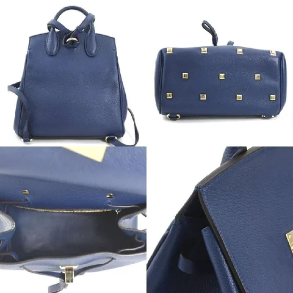 Salvatore Ferragamo Pre-owned Leather backpacks Blue Dames