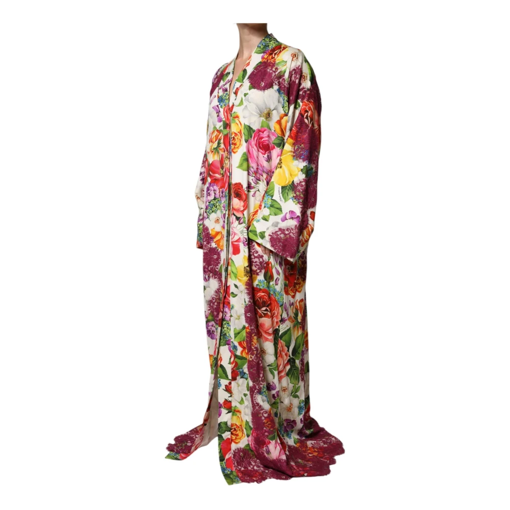 Dolce & Gabbana Bloemen Kant Zijden Abaya Lange Mouwen Multicolor Dames