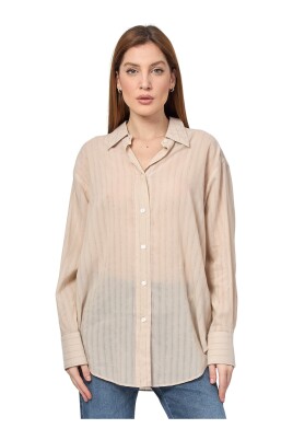 stribet-casual-skjorte-beige
