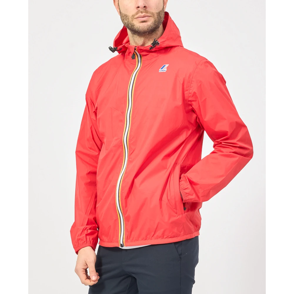 K-way Rode Lichtgewicht Hoodiejas Levrai Claude Red Heren