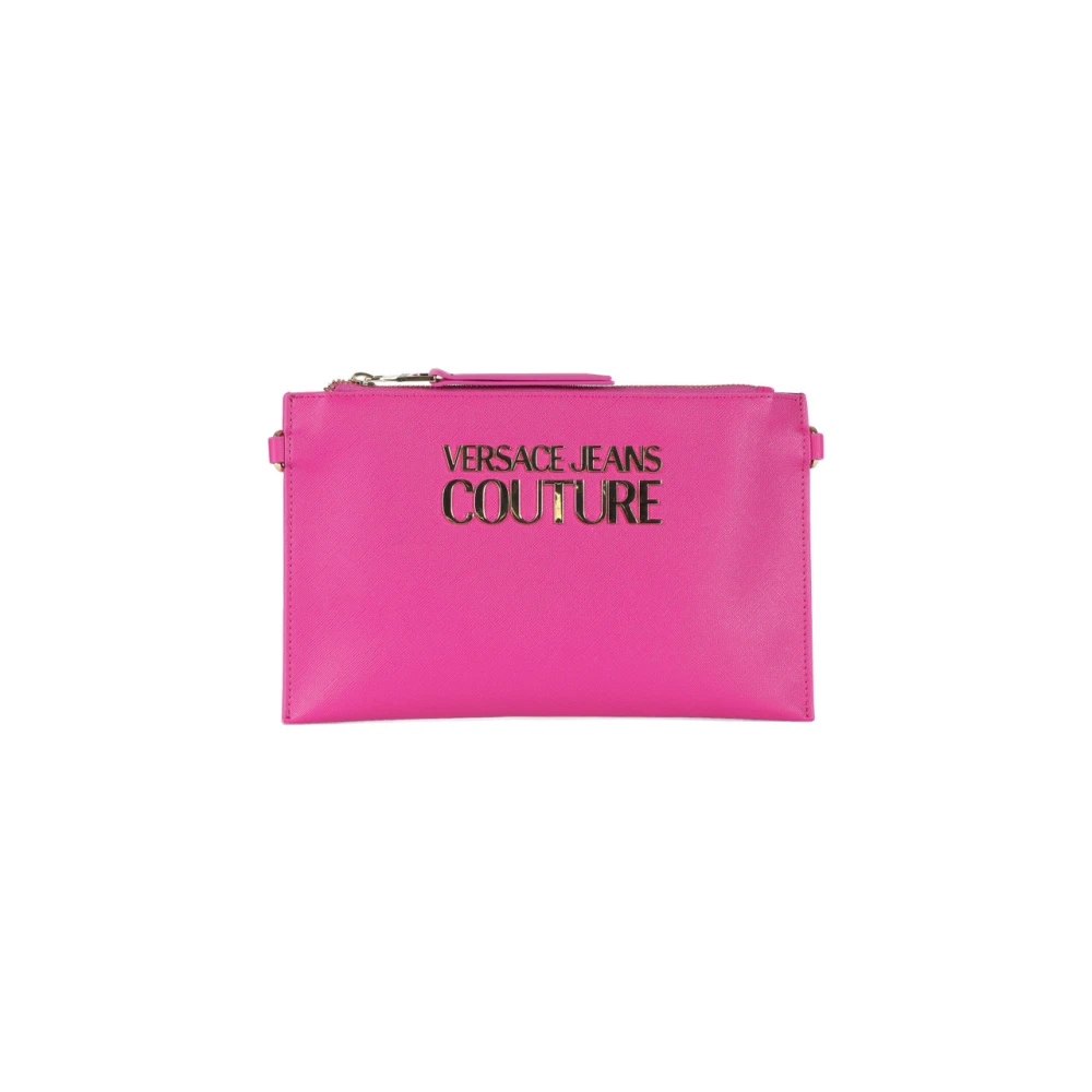 Versace Jeans Couture Logo Front Saffiano Clutch Pink Dames