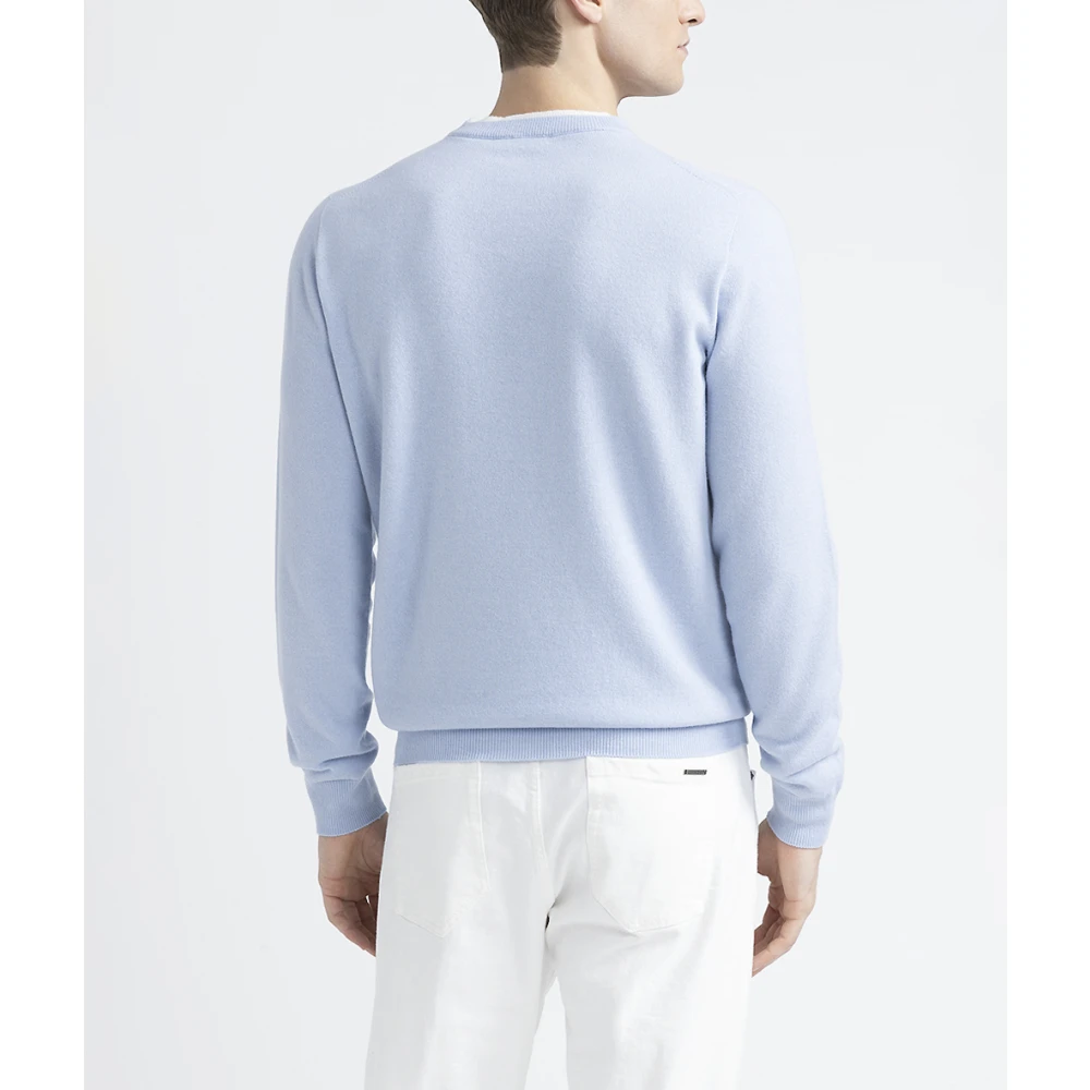 PESERICO Wol zijde en kasjmier garen trui Blue Heren