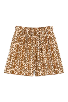 Bruna shorts med dragsko och fickor